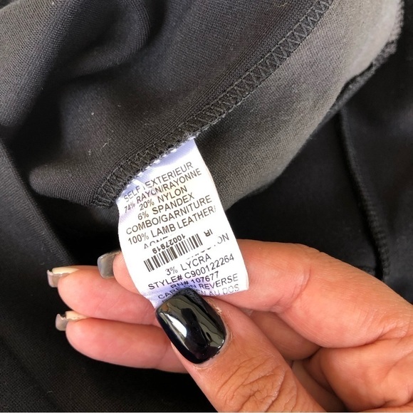 Alice + Olivia Pull On Leggings With Leather Panel Side Detail - Picture 7 of 7